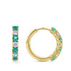 Diamond and Emerald Huggie Earrings in 18ct Yellow Gold