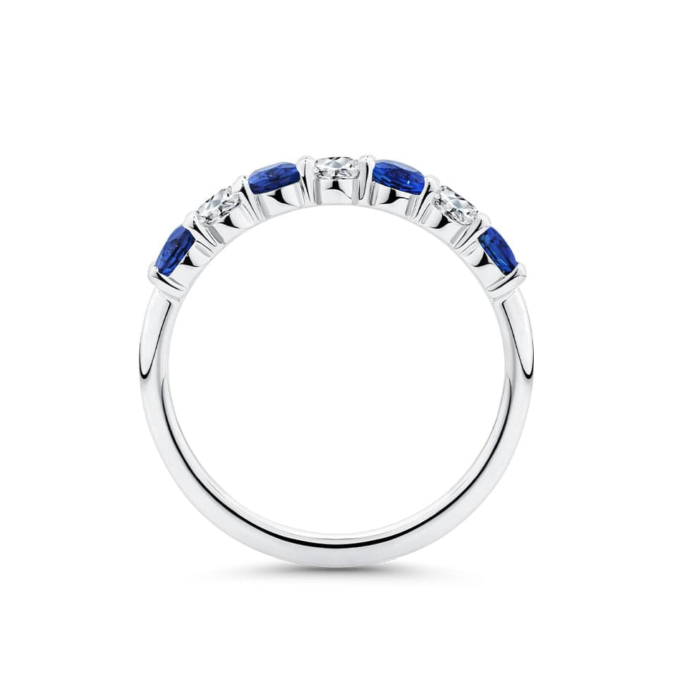 Sapphire and Diamond Alternating Half Eternity Ring in 18ct White Gold