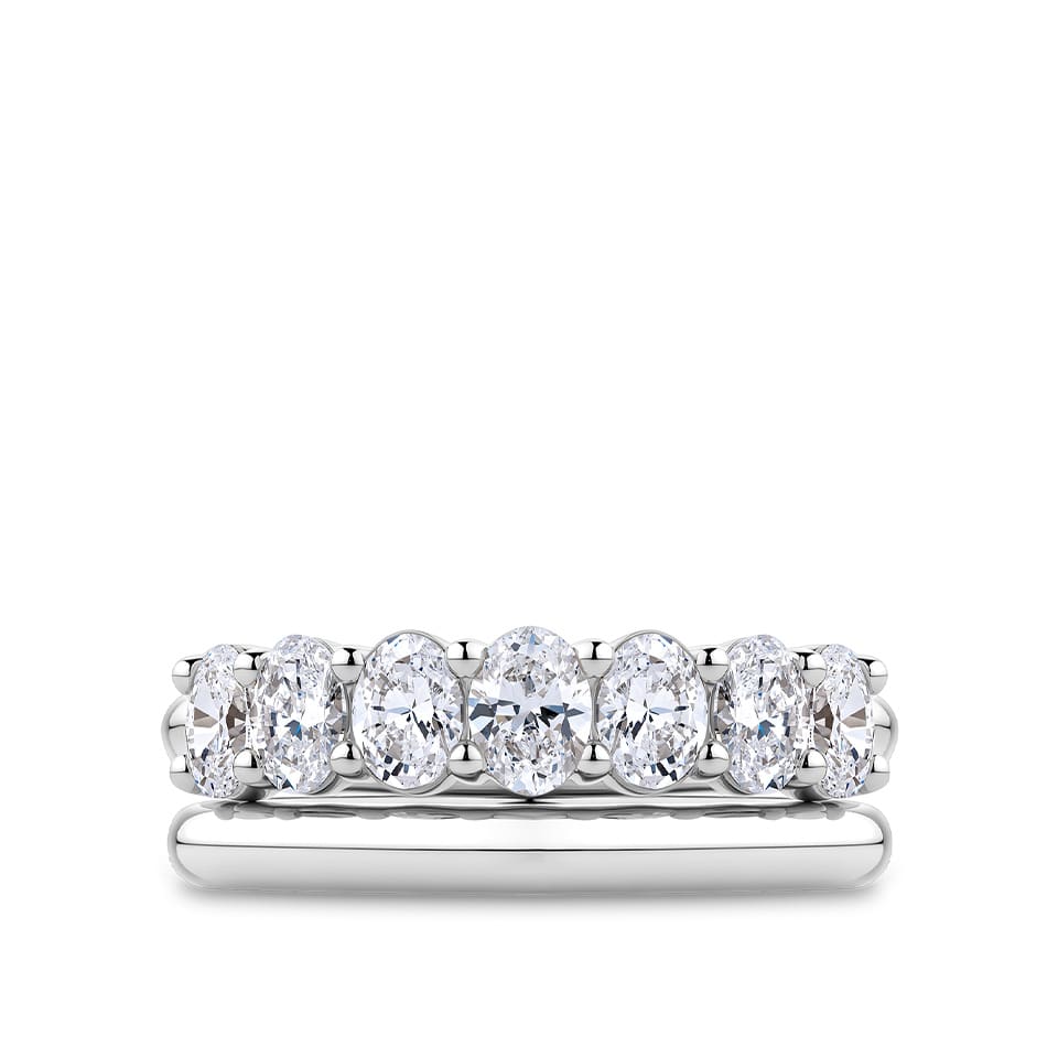1.45 Carat Oval Cut Diamond Half Eternity Ring in 18ct White Gold