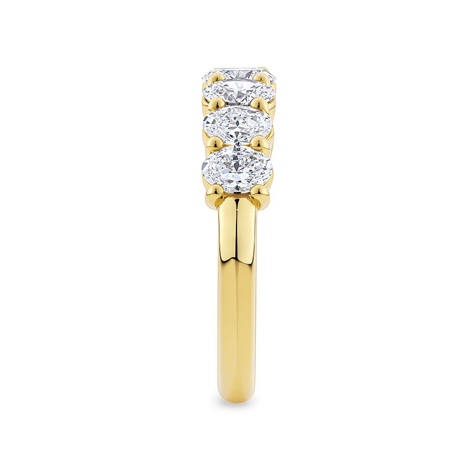 1.45 Carat Oval Cut Diamond Half Eternity Ring in 18ct Yellow Gold