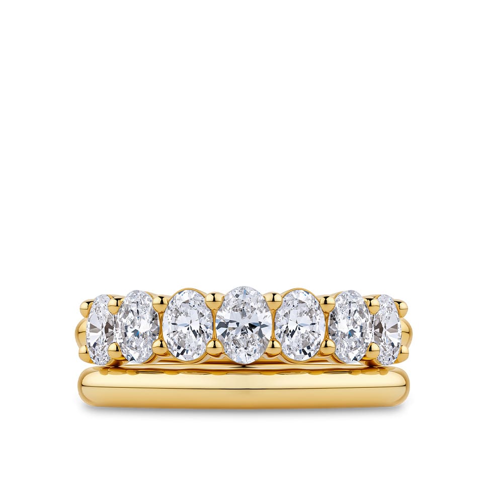 1.45 Carat Oval Cut Diamond Half Eternity Ring in 18ct Yellow Gold