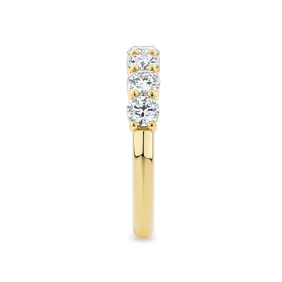 1.35 Carat Round Brilliant Cut Diamond Half Eternity Ring in 18ct Yellow Gold
