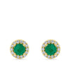 Emerald and Diamond Halo Earrings in 18ct Yellow Gold