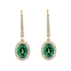 Green Tourmaline Oval and Diamond Halo Drop Earrings in 18ct Yellow Gold