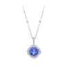 Tanzanite Cushion and Diamond Halo Pendant in 18ct White Gold