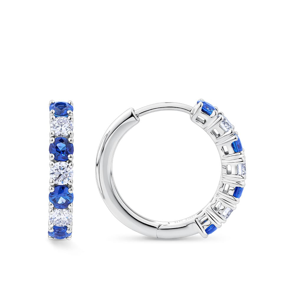 Sapphire and Diamond Huggie Earrings in 18ct White Gold