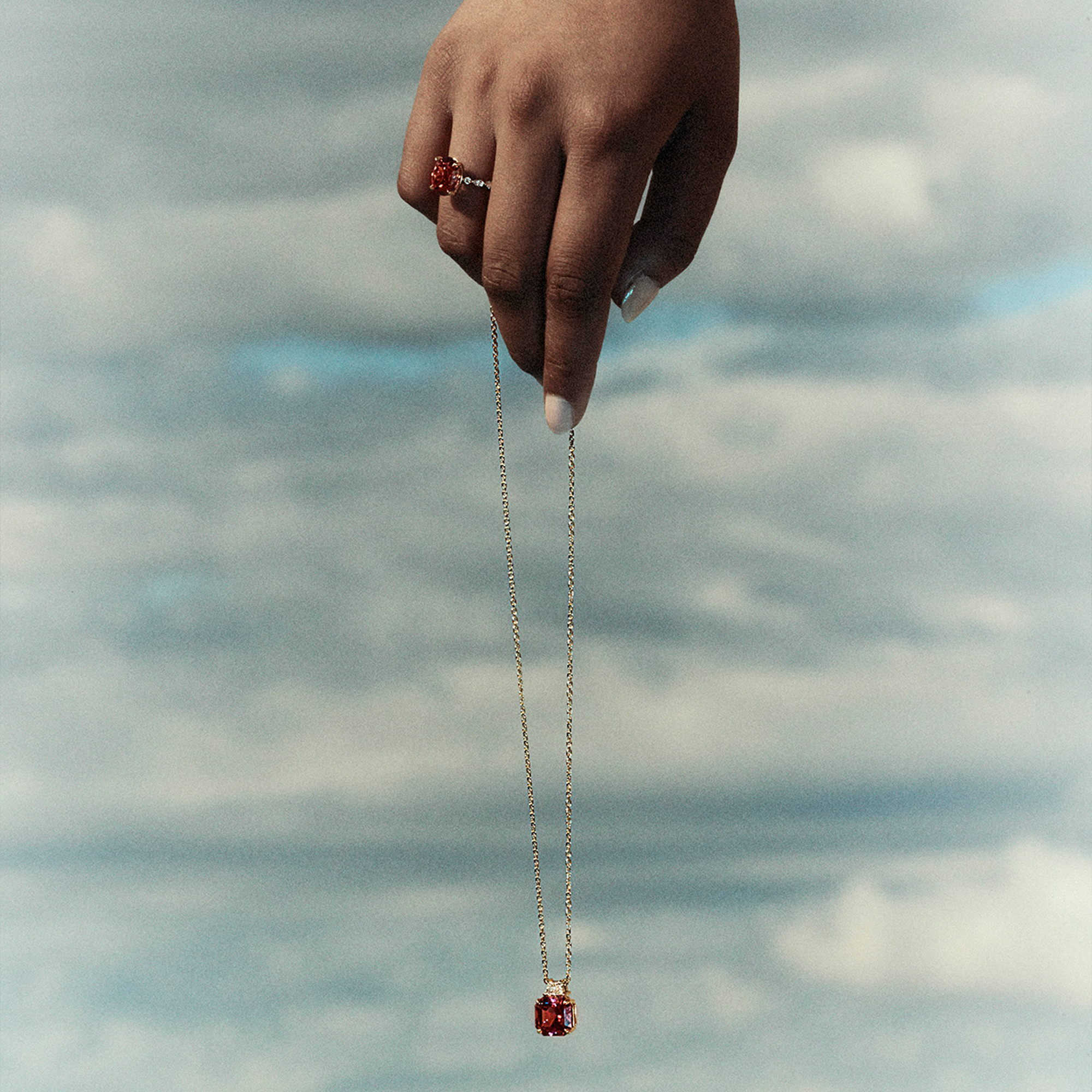 Raspberry Tourmaline and Diamond Pendant in 18ct Yellow Gold