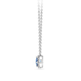 Sapphire and Diamond Halo Pendant in 18ct White Gold