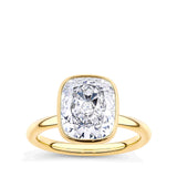 5.19 Carat Cushion Cut Bezel Set Engagement Ring in 18ct Yellow Gold