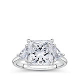 4.02 Carat Princess and Trilliant Cut Trilogy Engagement Ring in 18ct White Gold