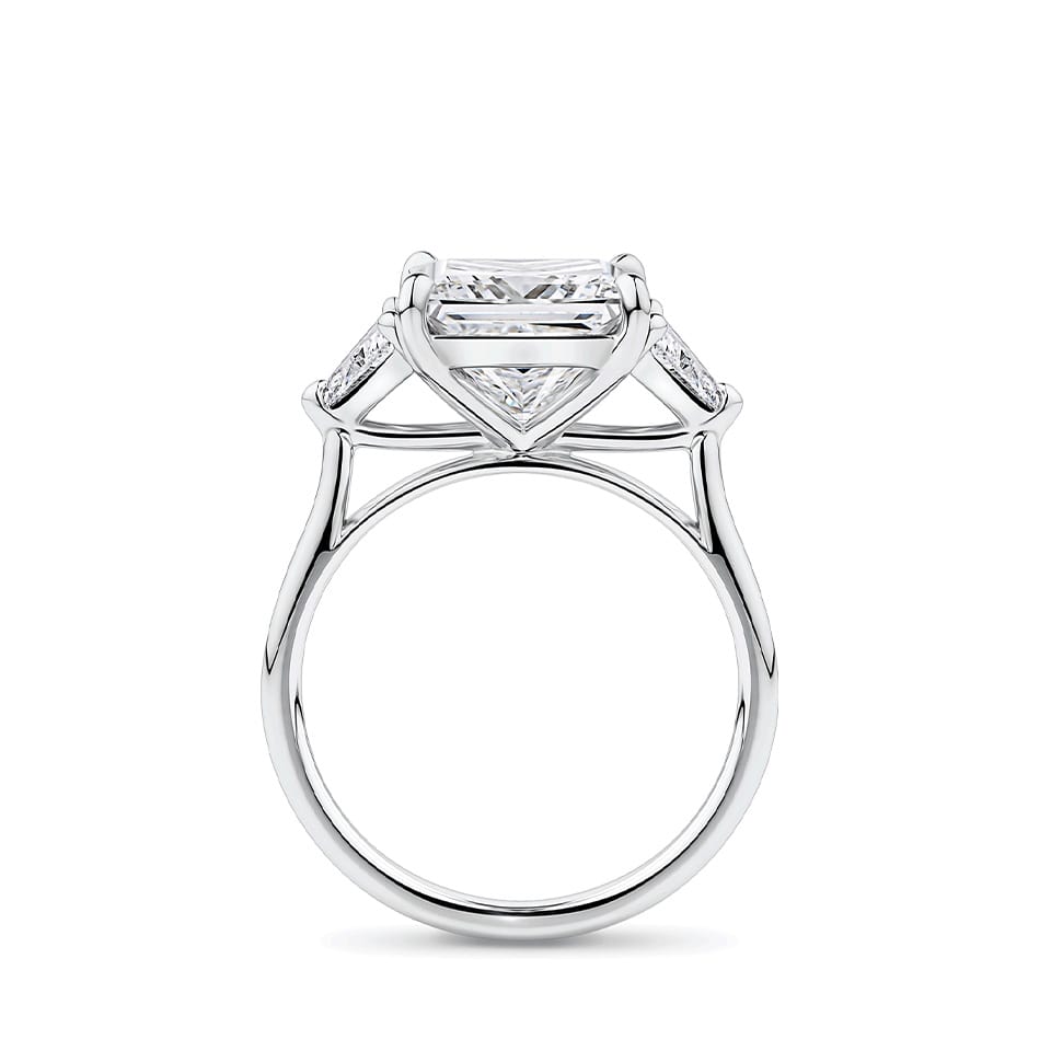 4.62 Carat Princess and Trilliant Cut Trilogy Engagement Ring in 18ct White Gold