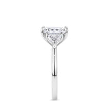 4.62 Carat Princess and Trilliant Cut Trilogy Engagement Ring in 18ct White Gold