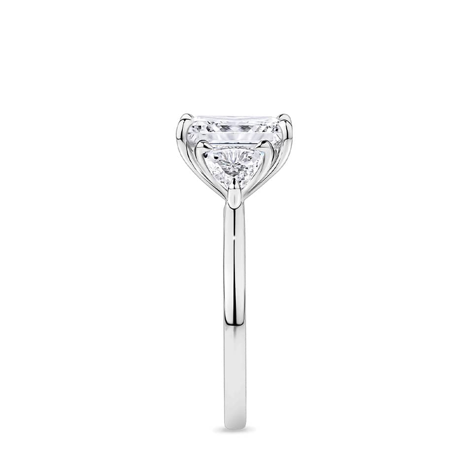 4.62 Carat Princess and Trilliant Cut Trilogy Engagement Ring in 18ct White Gold