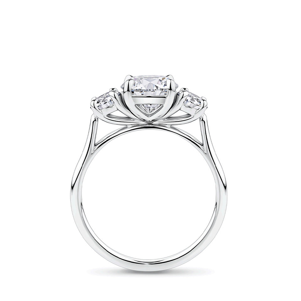 2.18 Carat TDW Round Brilliant Cut Trilogy Engagement Ring in 18ct White Gold