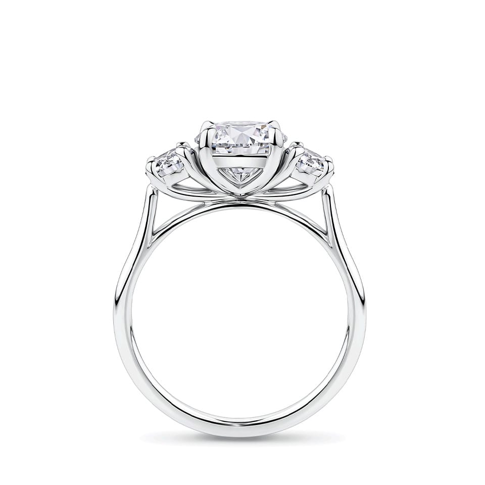 2.18 Carat Round Brilliant Cut Trilogy Engagement Ring in 18ct White Gold