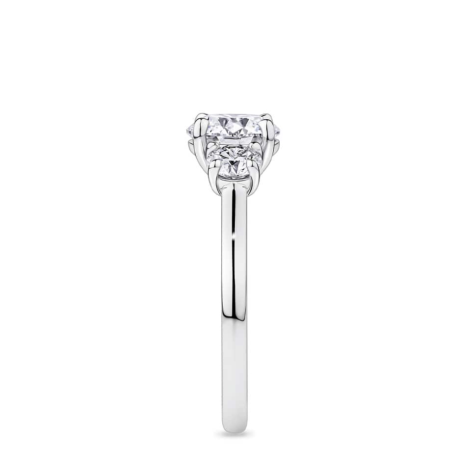 2.18 Carat Round Brilliant Cut Trilogy Engagement Ring in 18ct White Gold
