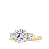 2.50 Carat Round Brilliant Cut Trilogy Engagement Ring in 18ct Yellow Gold