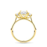 2.42 Carat Cushion Cut Trilogy Engagement Ring in 18ct Yellow Gold