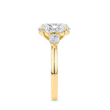 3.00 Carat Oval and Pear Cut Trilogy Engagement Ring in 18ct Yellow Gold