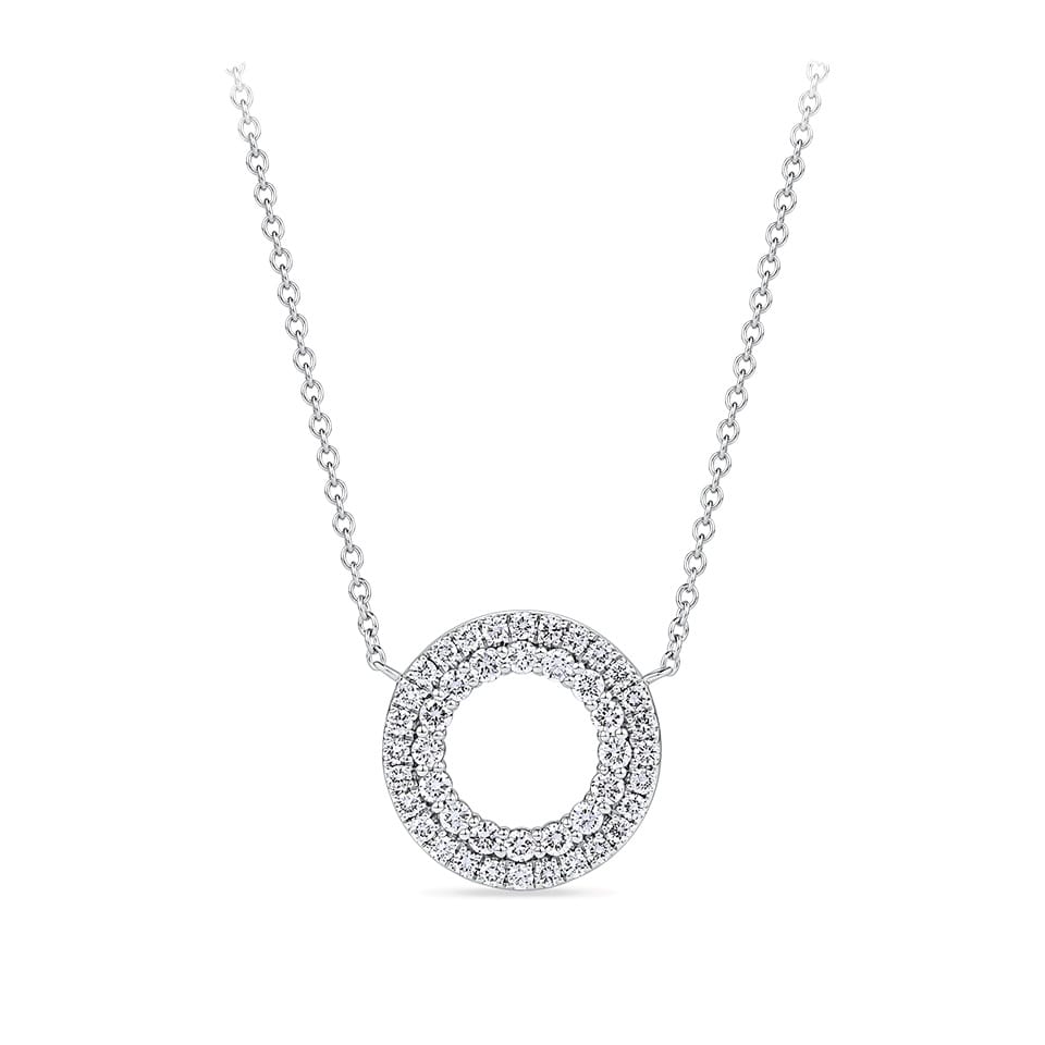 0.63 Carat Diamond Circle Necklace in 18ct White Gold