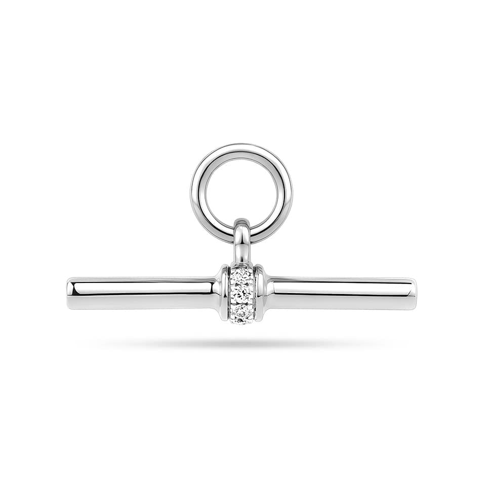 Sterling Silver T Bar Charm with diamond detailing