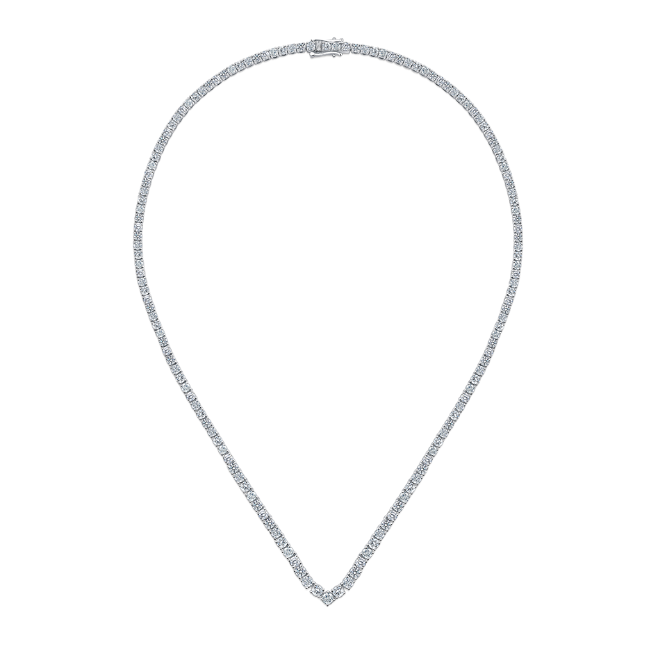 11.00 Carat Diamond Vee Tennis Necklace in 18ct White Gold