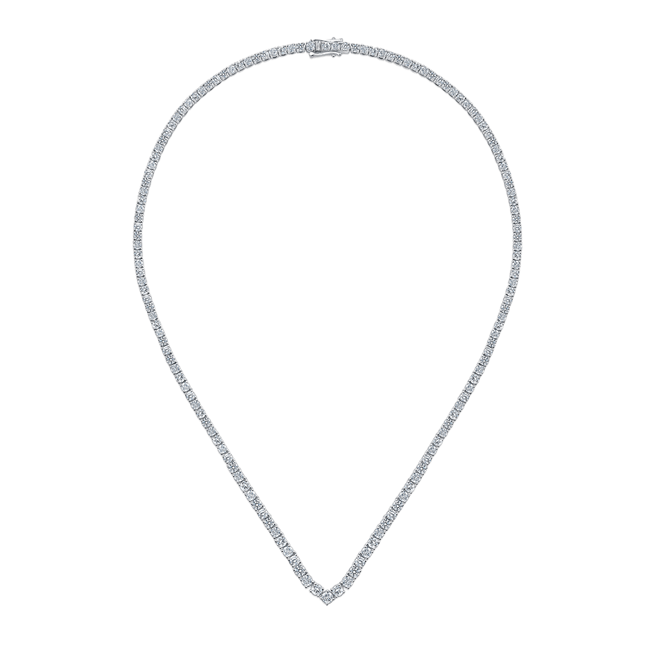 11.00 Carat Diamond Vee Tennis Necklace in 18ct White Gold