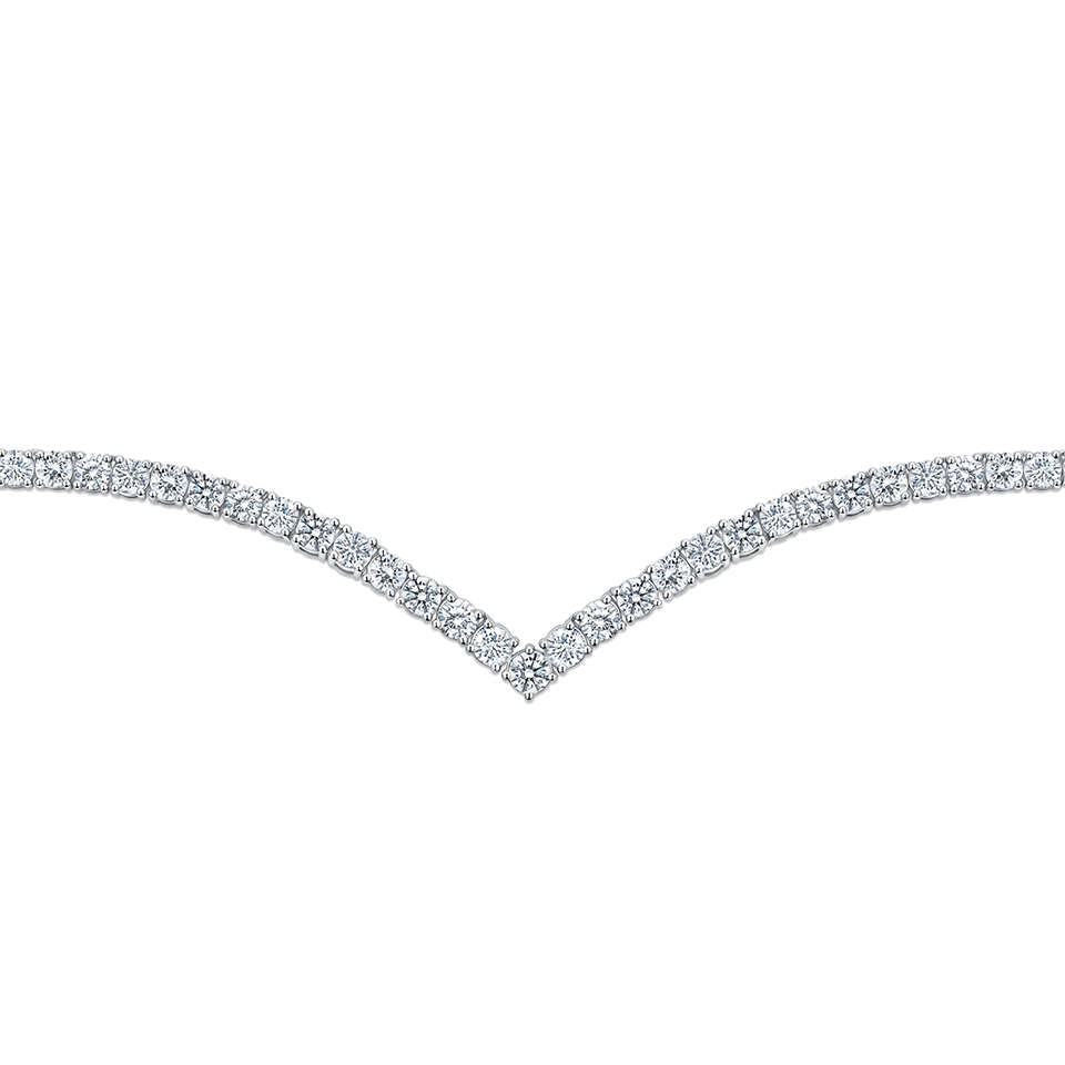 11.00 Carat Diamond Vee Tennis Necklace in 18ct White Gold