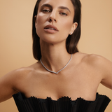 11.00 Carat Diamond Vee Tennis Necklace in 18ct White Gold