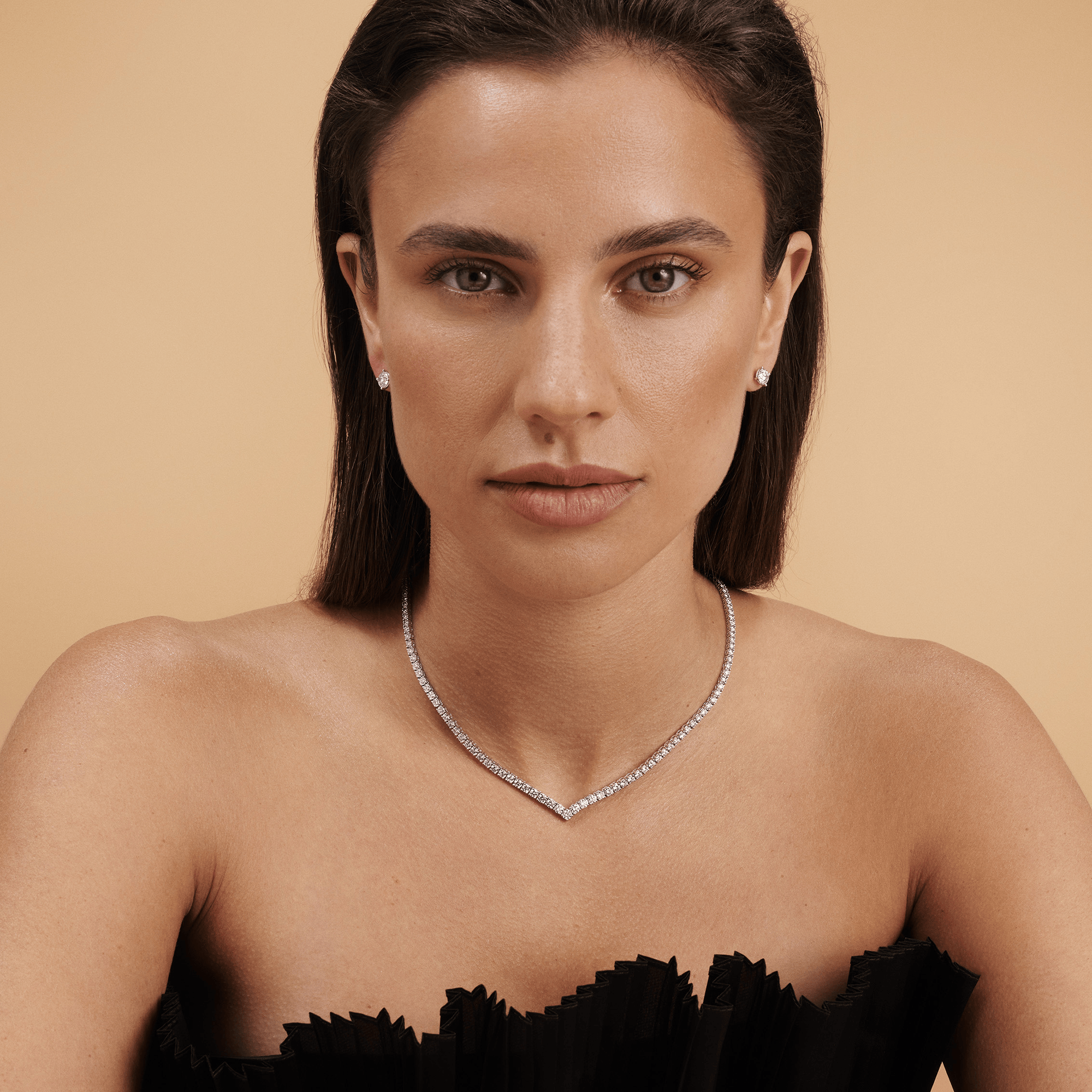 11.00 Carat Diamond Vee Tennis Necklace in 18ct White Gold