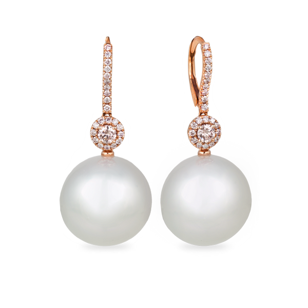 18ct Rose Gold Round Shape South Sea Pearl Earring