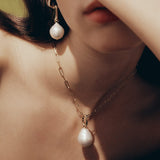 Yellow Gold Paperclip Chain and Baroque South Sea Pearl Enhancer