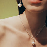 Silver Paperclip Chain and Baroque South Sea Pearl Enhancer