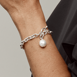 Silver Toggle Bracelet with Baroque South Sea Pearl Enhancer