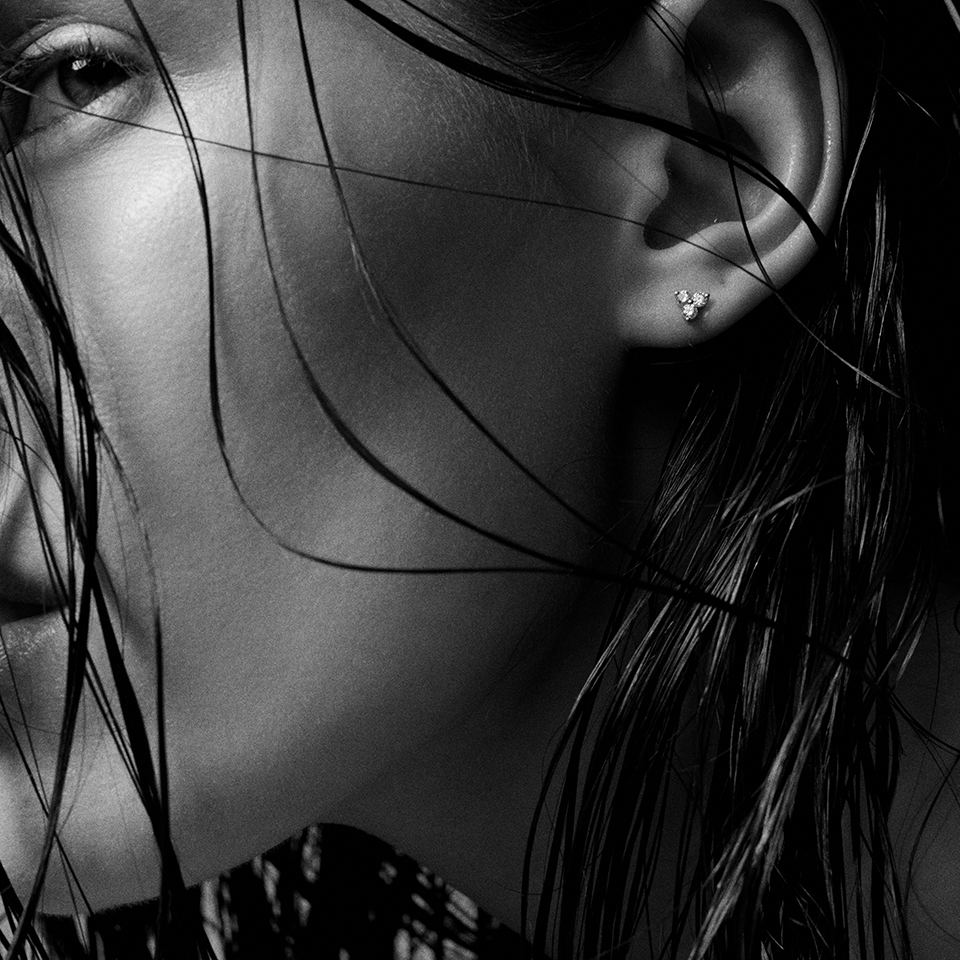 Elysian Trinity Diamond Stud Earrings in 18ct Rose Gold