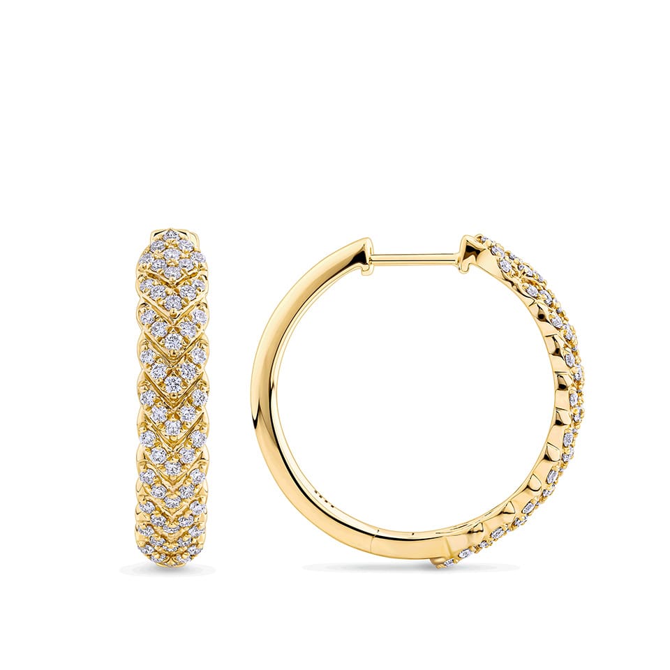 0.75 Carat Diamond Vera Huggie Earrings in 14ct Yellow Gold