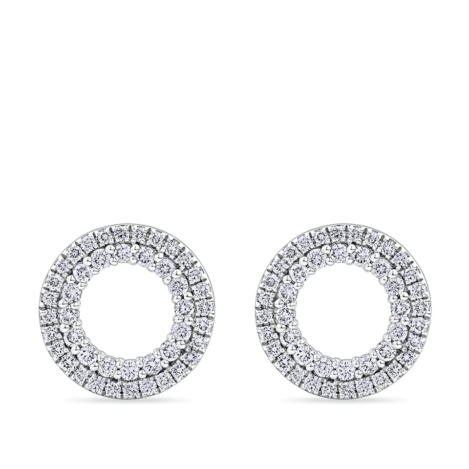 0.46 Carat Diamond Circle Earrings in 18ct White Gold