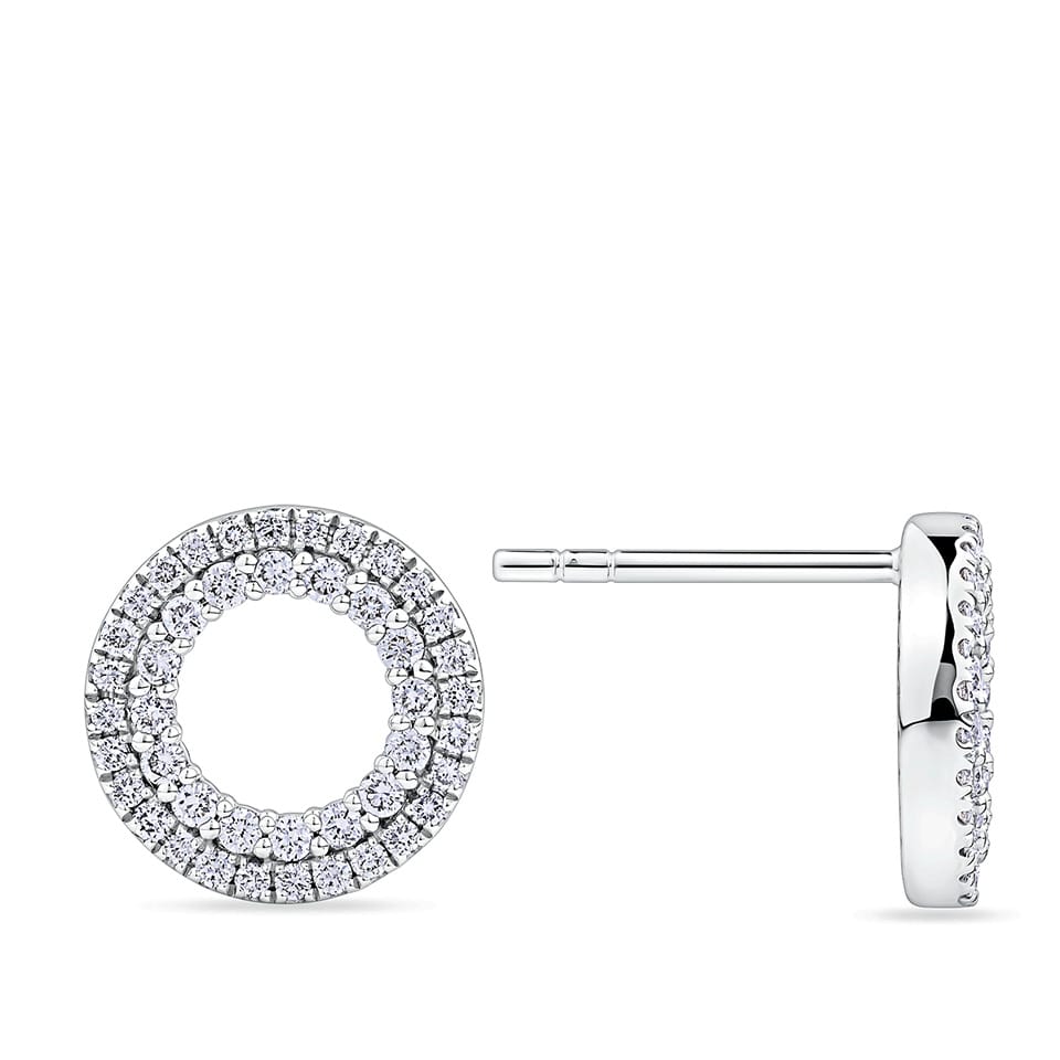 0.46 Carat Diamond Circle Earrings in 18ct White Gold