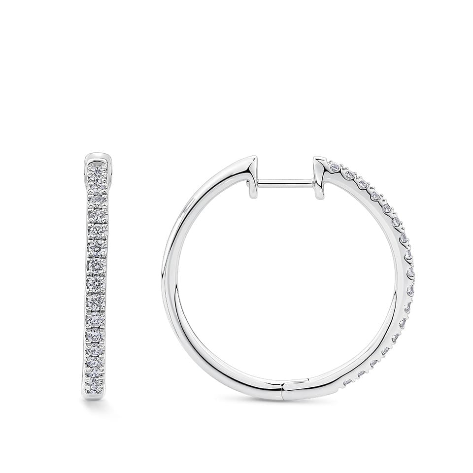 Quintessential 0.50 Carat Diamond Hoop Earrings in 18ct White Gold