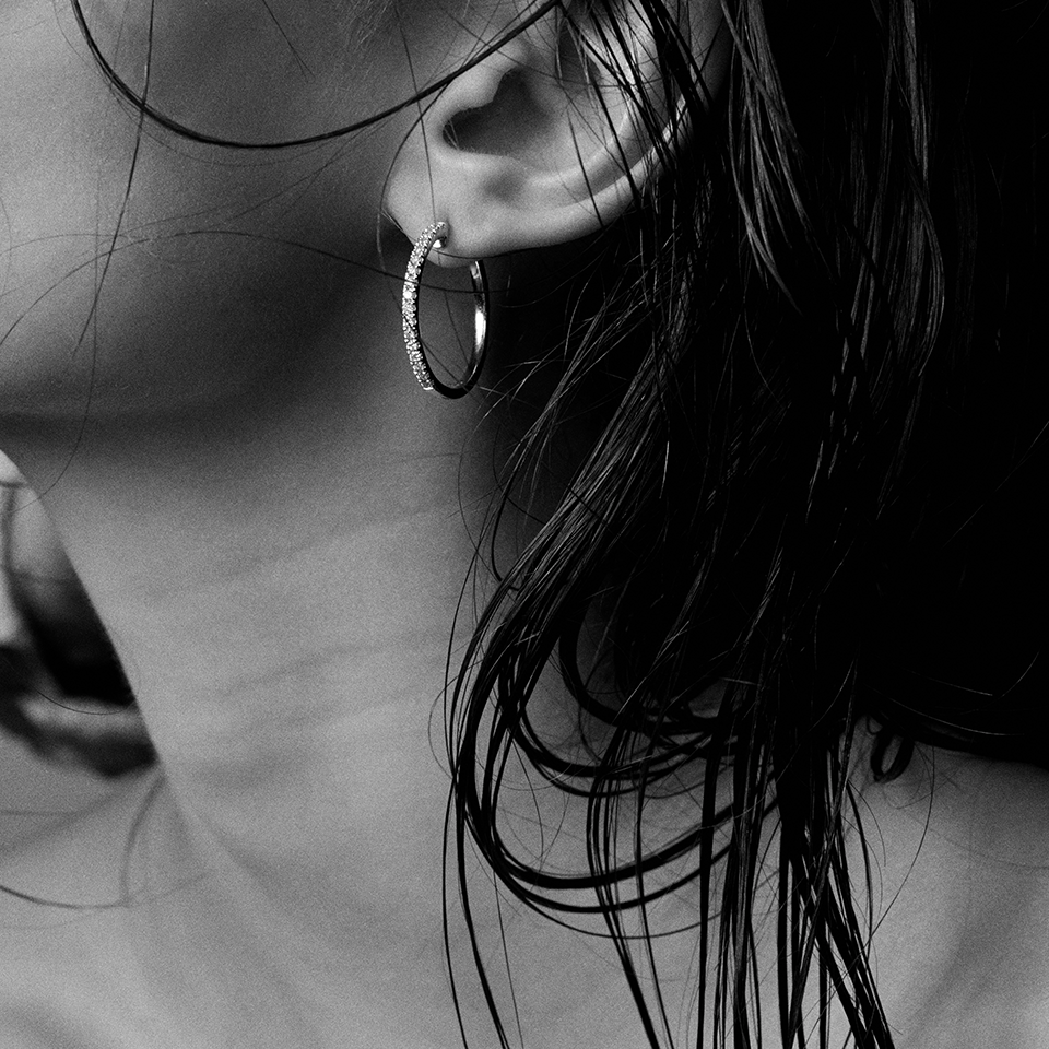0.50 Carat Diamond Hoop Earrings in 18ct White Gold