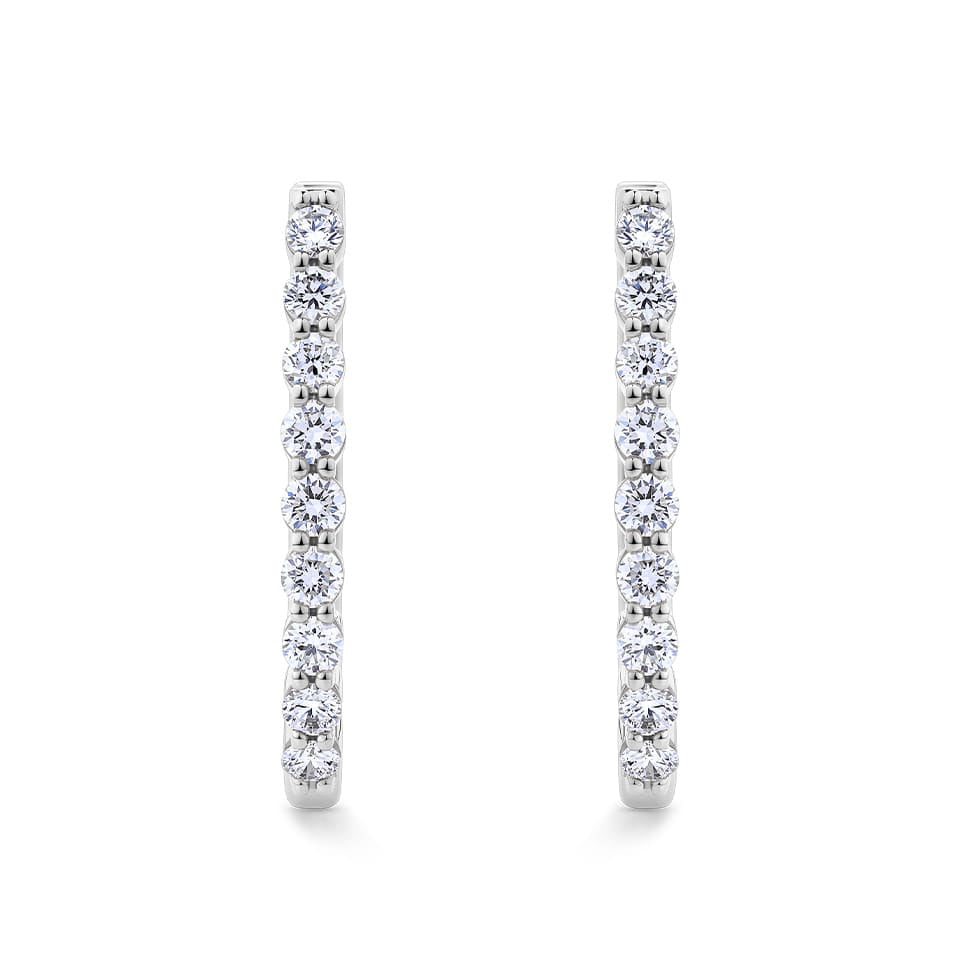 Quintessential 1.00 Carat Oval Diamond Hoop Earrings in 18ct White Gold