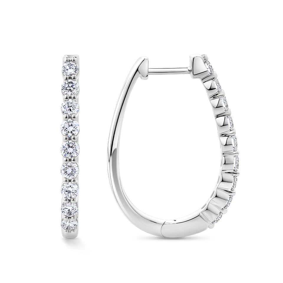 Quintessential 1.00 Carat Oval Diamond Hoop Earrings in 18ct White Gold