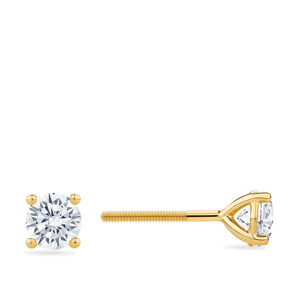1.00 Carat Diamond Earrings in 18ct Yellow Gold