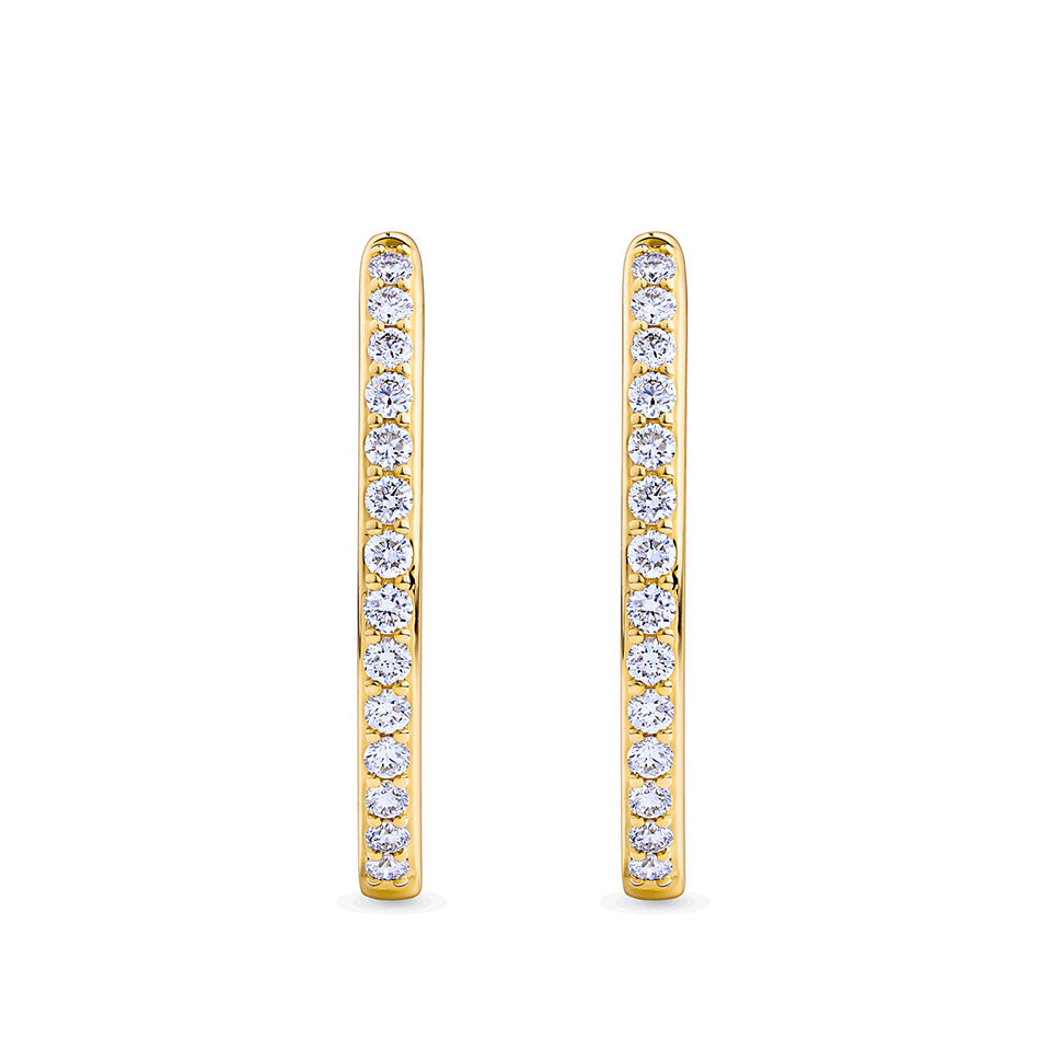 0.50 Carat Diamond Oval Huggie Earrings in 18ct Yellow Gold
