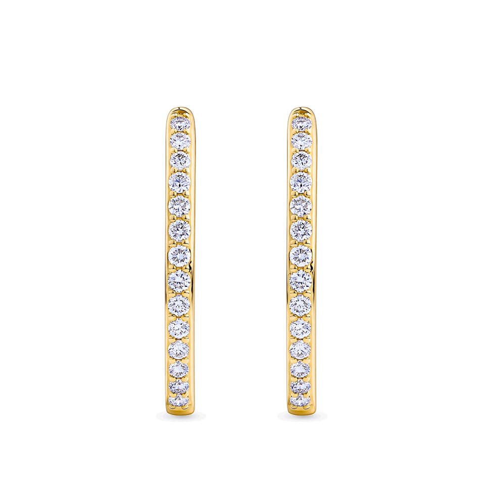 0.50 Carat Diamond Oval Huggie Earrings in 18ct Yellow Gold