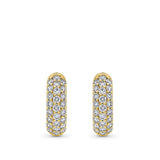Crafted in 18ct yellow gold, this pair of Quintessential Diamond Pavé Hoop Earrings features 24 round brilliant cut natural diamonds set into each hoop, totalling 48 diamonds and 0.50 carat across the pair.