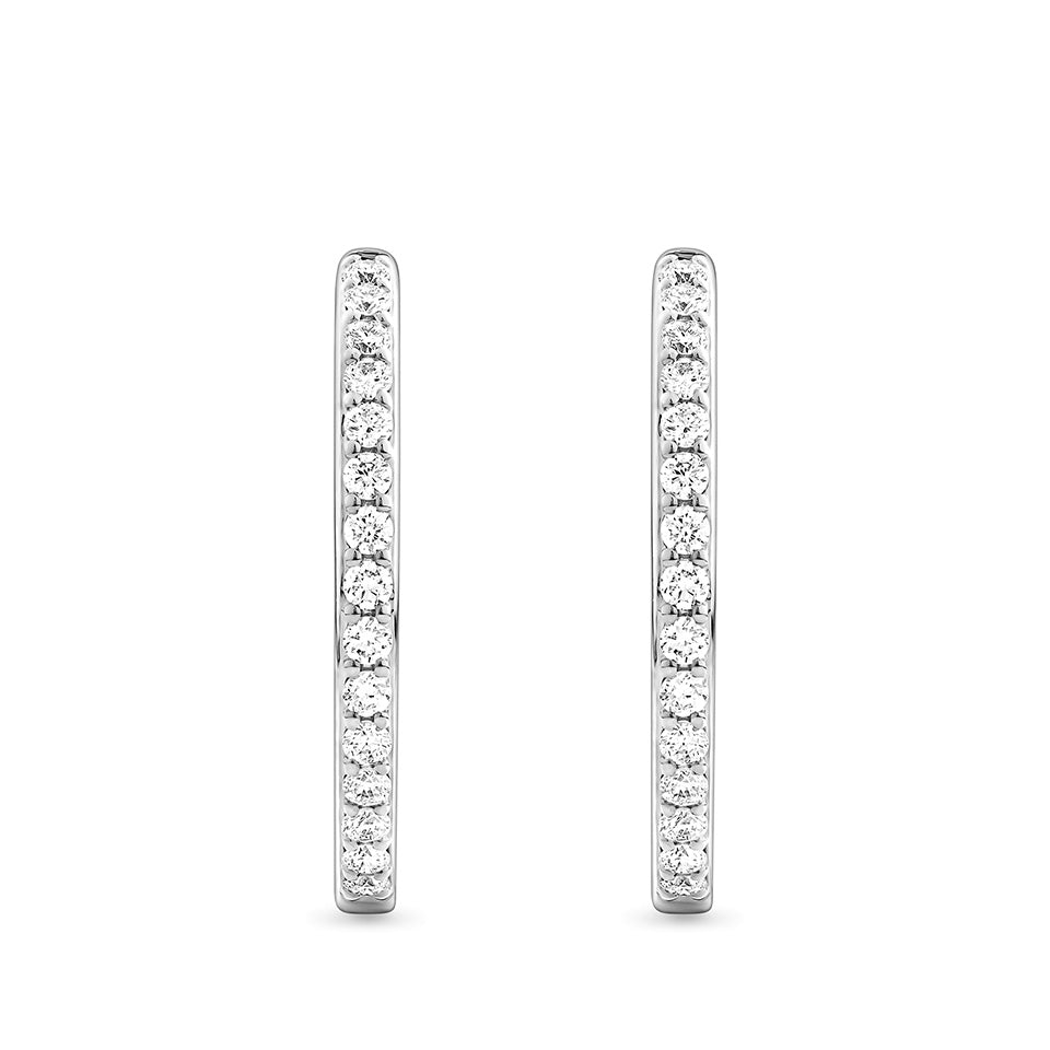 0.50 Carat Diamond Huggie Hoop Earrings in 18ct White Gold
