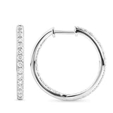 1.00 Carat Diamond Huggie Hoop Earrings in 18ct White Gold