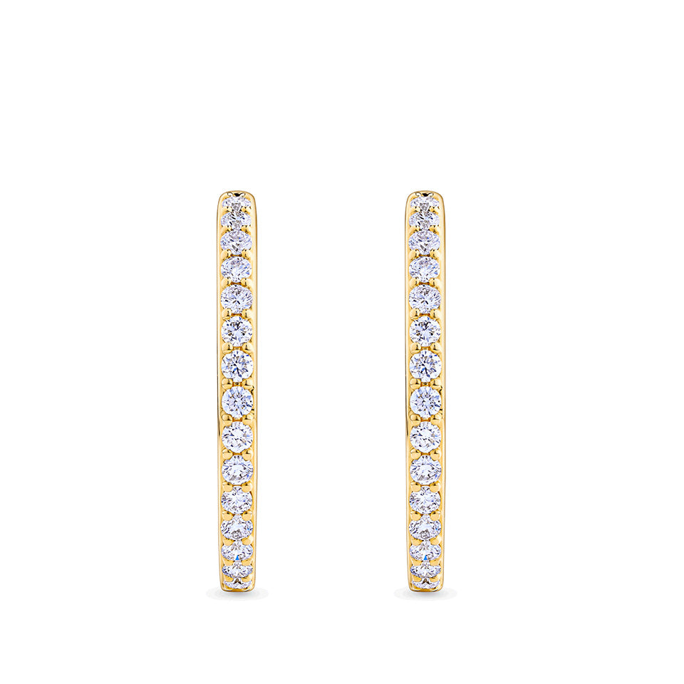 1.00 Carat Diamond Huggie Hoop Earrings in 18ct Yellow Gold