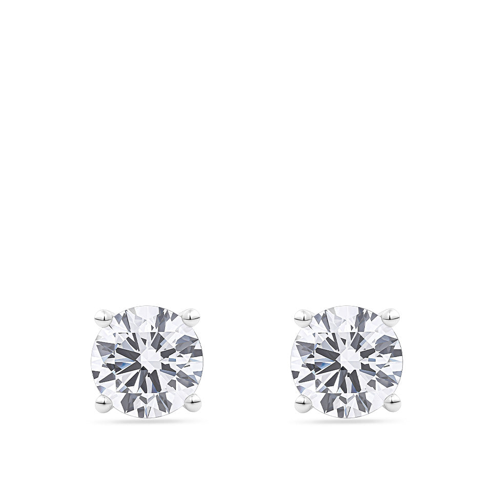 3.00 Carat TW Lab-Grown Diamond Stud Earrings in 18ct white gold from Hardy Brothers, shown front-on as a pair.